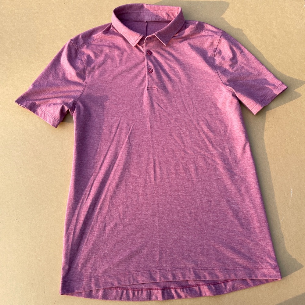 Lululemon‎ Evolution Polo Mens Medium Maroon Golf Athletic Short Sleeve Shirt